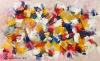Mashkoor Raza, 30 x 48 Inch, Oil on Canvas, Abstract Painting, AC-MR-633